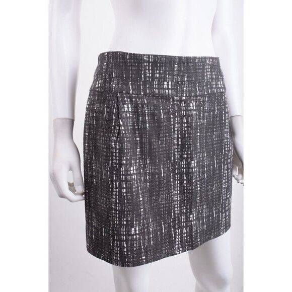 J Crew Womens Straight Pencil Skirt Mini Sz 8 Gray White Printed Cotton - Picture 2 of 7
